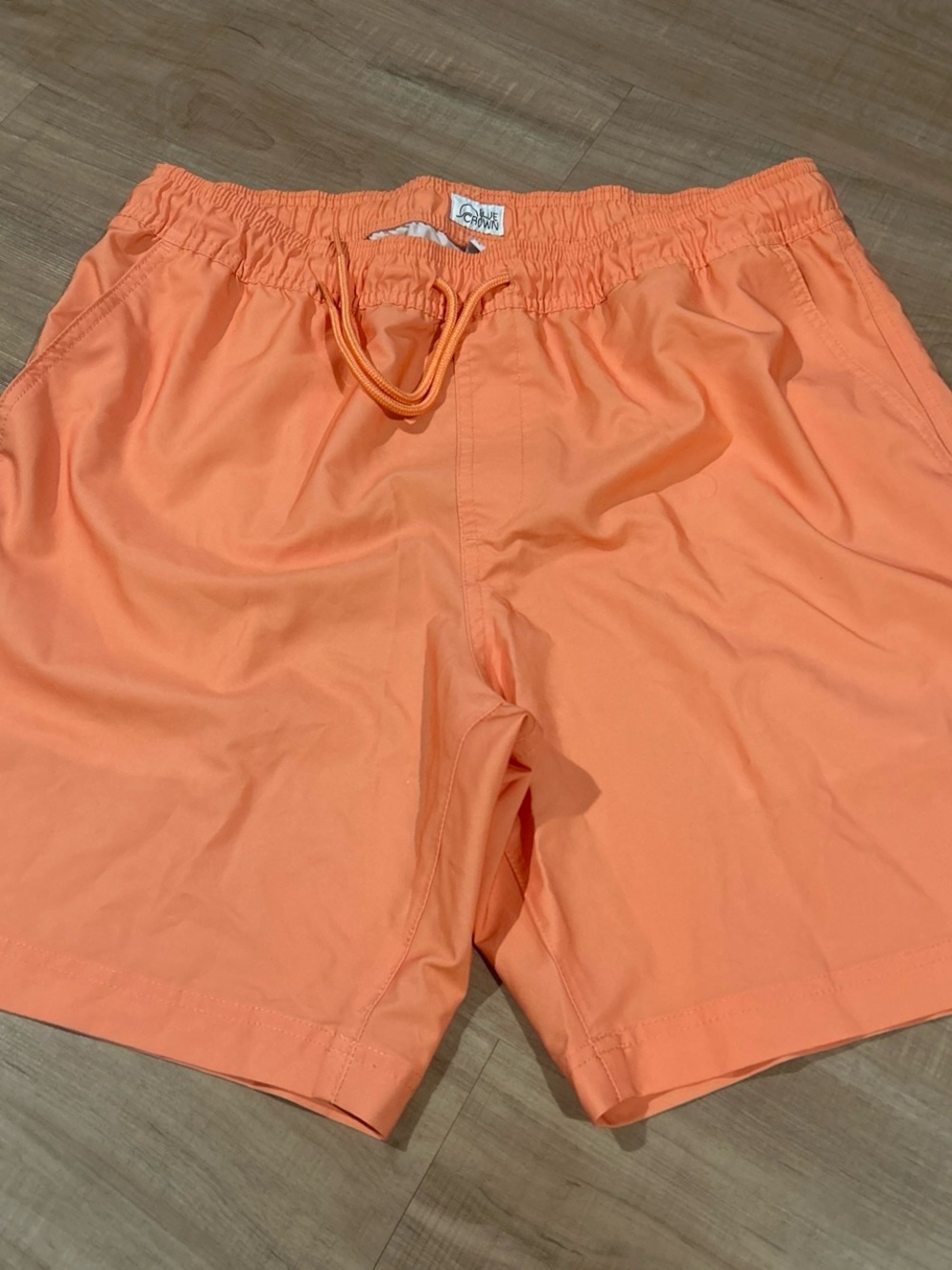 Men's Bright Orange Elastic-Waist Swim Trunks
